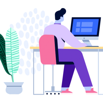 Man sitting at computer desk