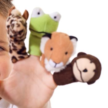 boy with finger puppets