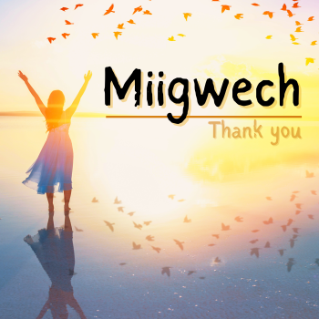 Miigwech, Thanks, Thank you